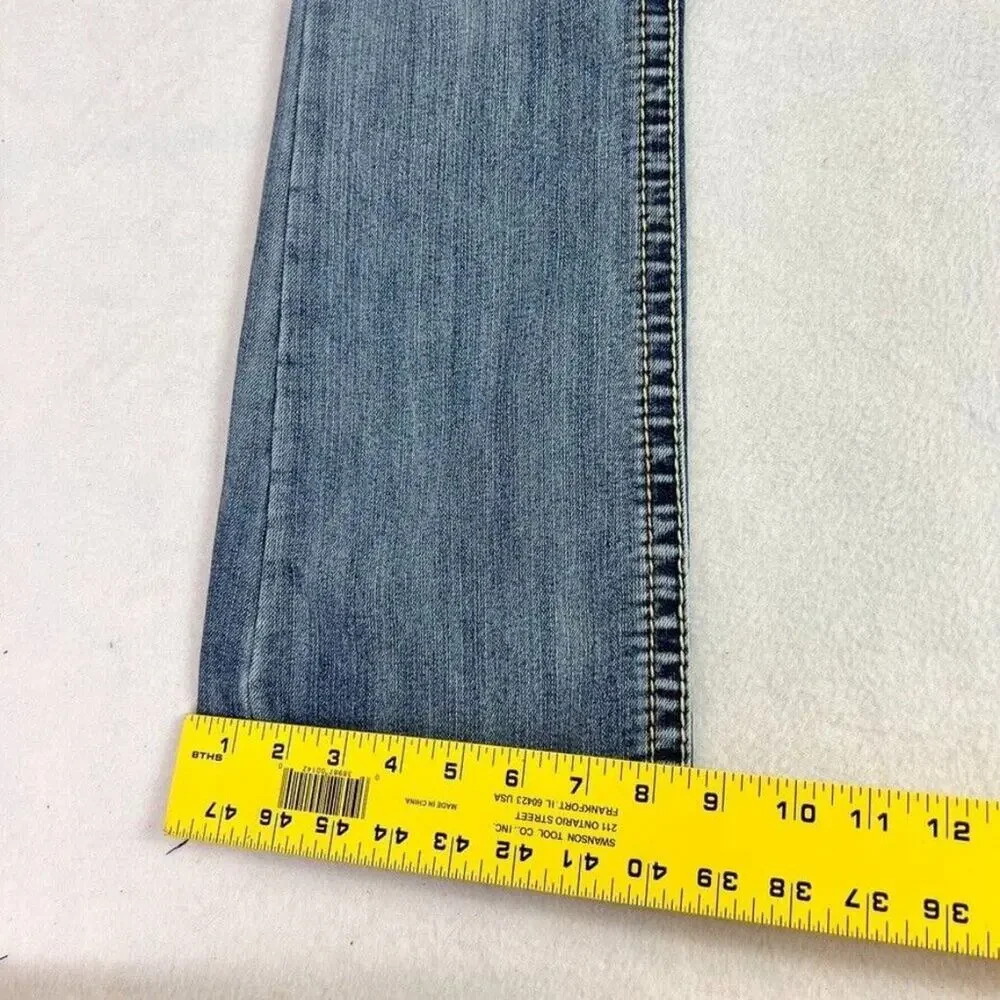 Vanilla Star Jeans Womens 7 Blue Denim Bootcut Embroidered Detail Distressed
